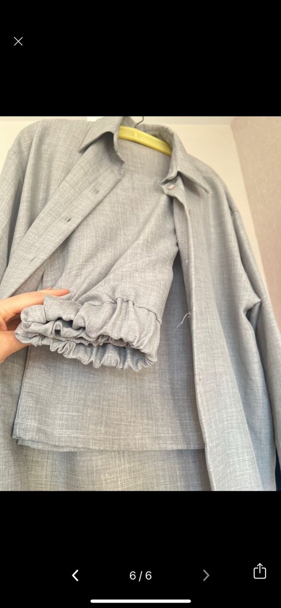 Uzun Gri Keten takım - Görsel 3