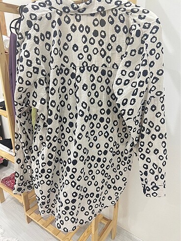 Desenli parlak Keten gömlek - Görsel 4