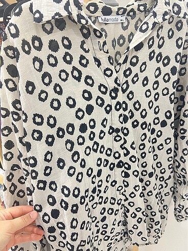 Desenli parlak Keten gömlek - Görsel 3