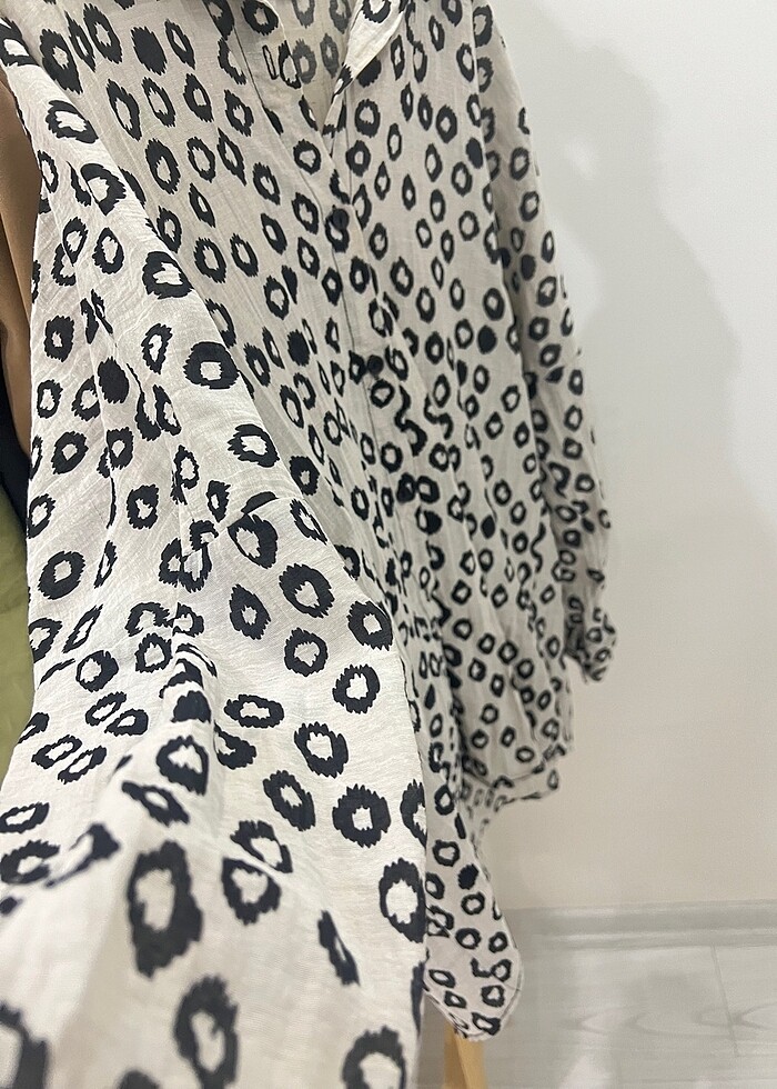 Desenli parlak Keten gömlek - Görsel 2