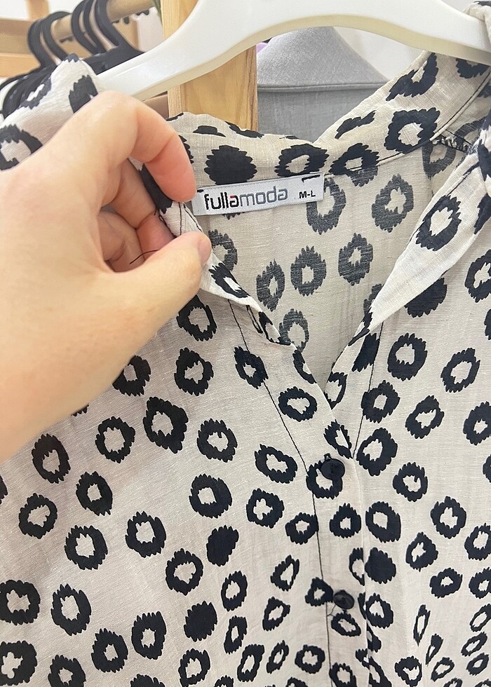 Desenli parlak Keten gömlek - Görsel 5