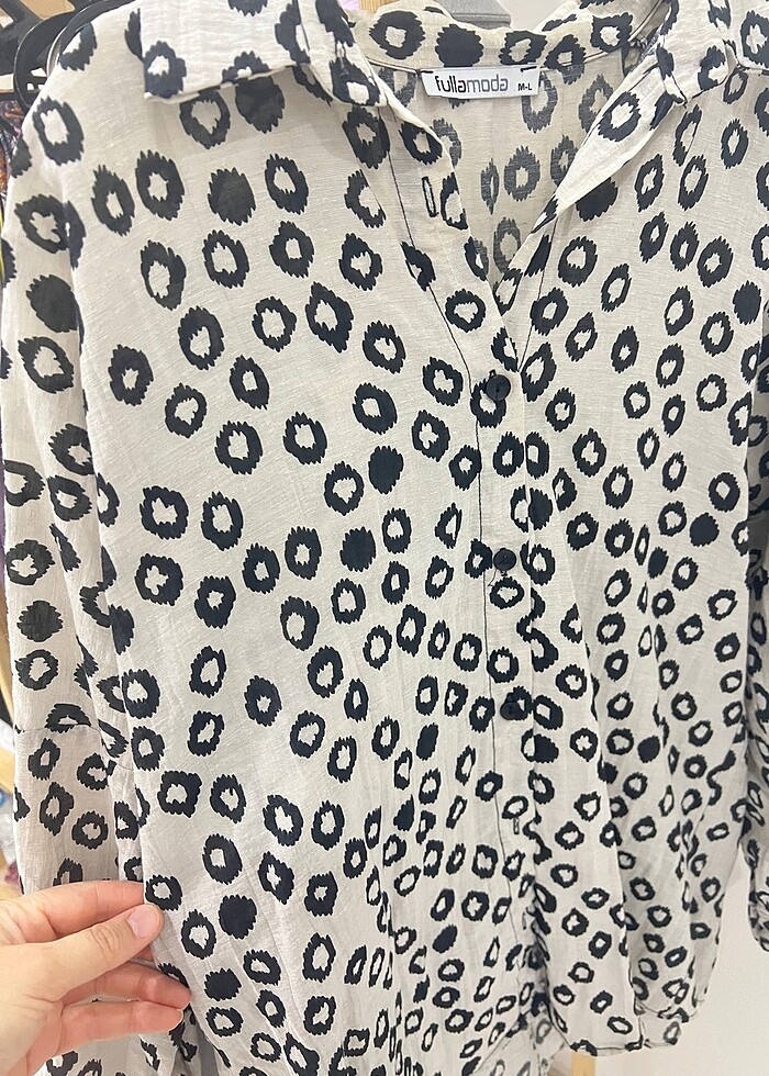 Desenli parlak Keten gömlek - Görsel 3
