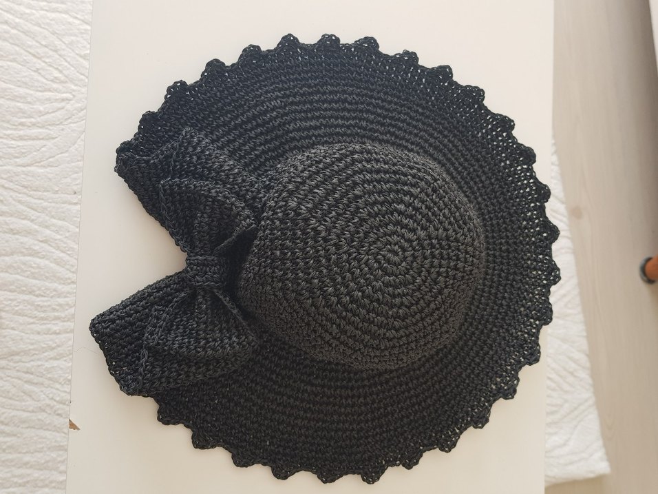 Fırfırlı Siyah Örgü Kadın Şapka - Görsel 2