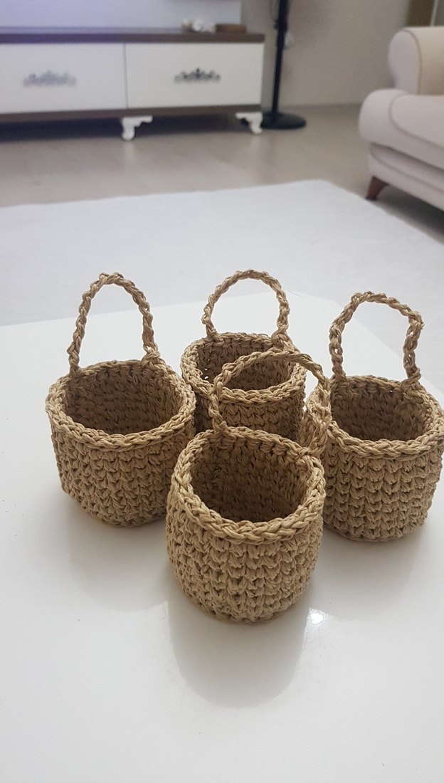 kese kagidi  Örgü Saplı Sepet - Görsel 2