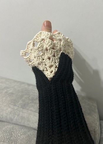 Siyah Örgü Bohem Kadın Eldiveni - Görsel 7