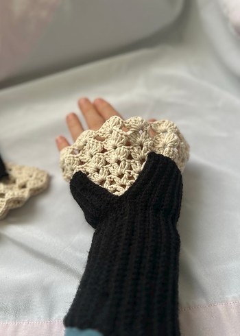 Siyah Örgü Bohem Kadın Eldiveni - Görsel 6