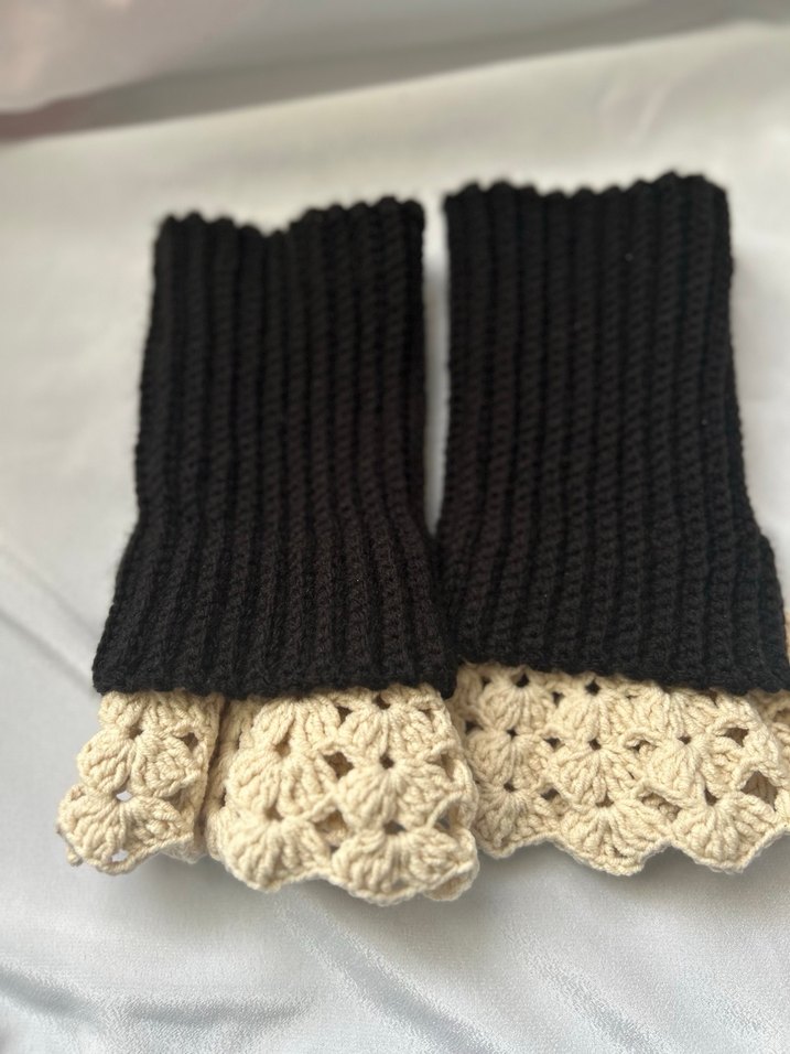 Siyah Örgü Bohem Kadın Eldiveni - Görsel 2