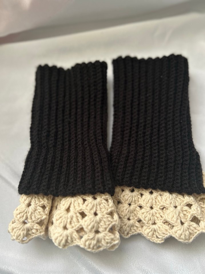 Siyah Örgü Bohem Kadın Eldiveni - Görsel 4
