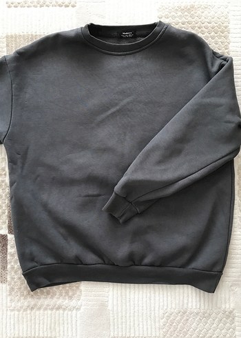 Gri Kadın Sweatshirt, Yuvarlak Yaka, Rahat Kesim