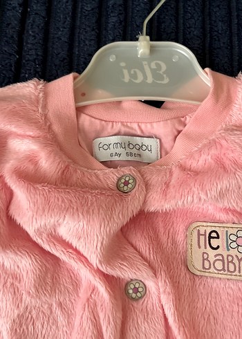 Düğmeli Pembe Kız bebek yelek - Görsel 3