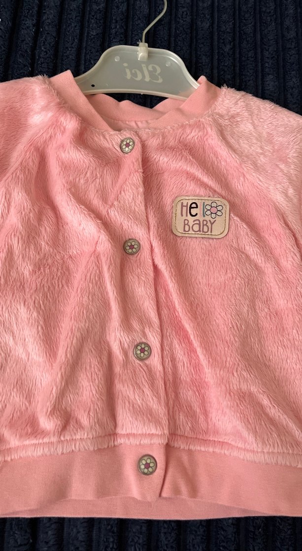 Düğmeli Pembe Kız bebek yelek - Görsel 2