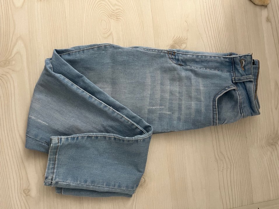 Düğmeli Mavi Kadın Denim Pantolon - Görsel 2