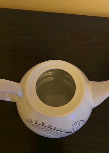  Beden beyaz Renk Beyaz Gri Desenli Seramik Demlik