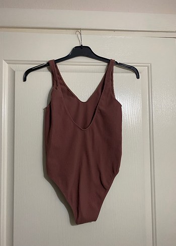 Kahverengi Minimalist Kadın Mayo - Görsel 2