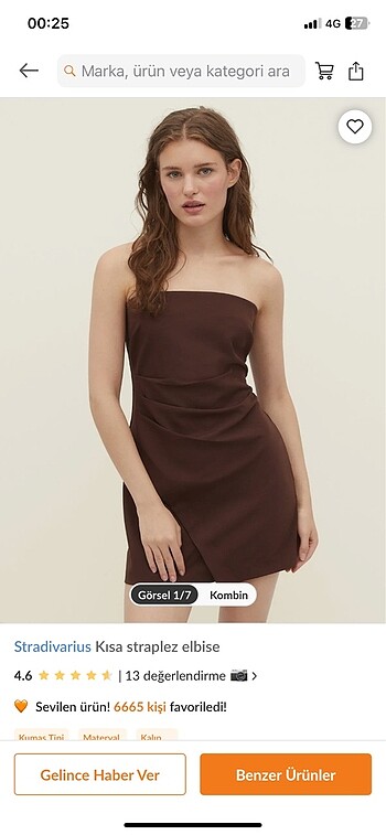 stradivarius straplez elbise