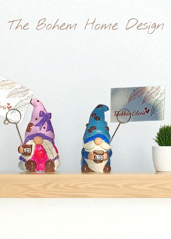  Beden Mor Fiyonk Detaylı Gnome Dekoratif Not Tutucu