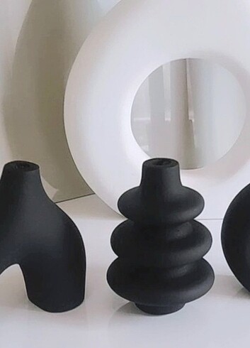  Beden siyah Renk H&M 3lü iconic vazo seti