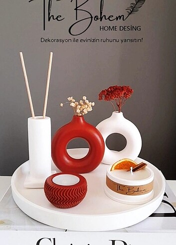 BOHEM VAZO MUM SET KİREMİT 