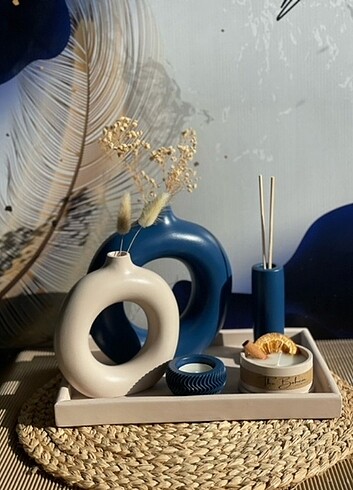 Beden Bohem Büyük Boy 20cm Vazo Mum Set
