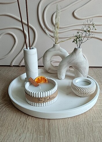 Beden camel Renk bohem vazo mum set