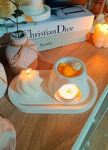 Beden beyaz Renk Bohem buhurdanlık mum set