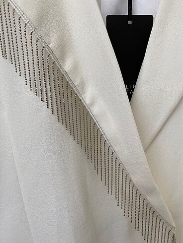 s Beden beyaz Renk Zincir detaylı blazer ceket