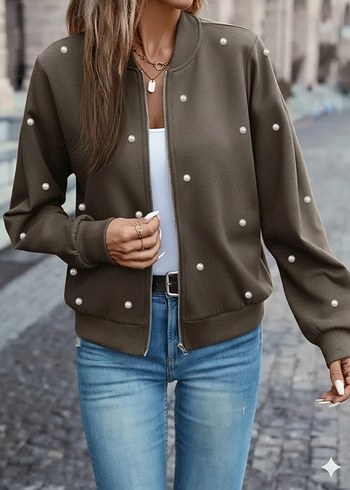 Diğer Siyah Düğmeli Midi Bomber Ceket