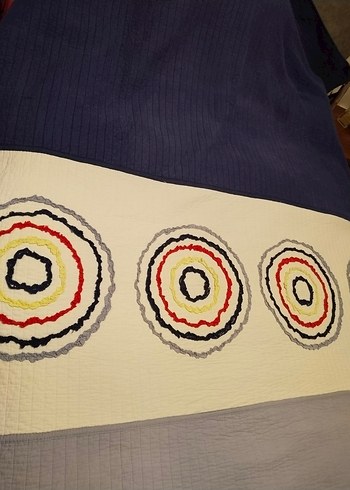 Nakışlı Çok Renkli Gri Yatak Örtüsü - Görsel 6