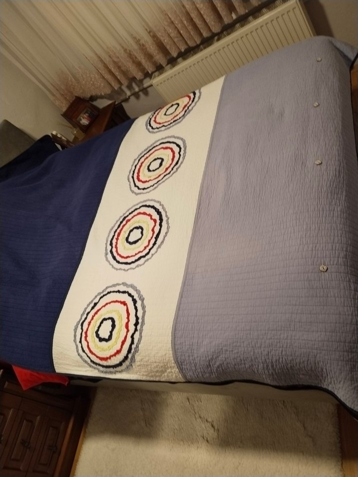 Nakışlı Çok Renkli Gri Yatak Örtüsü - Görsel 5