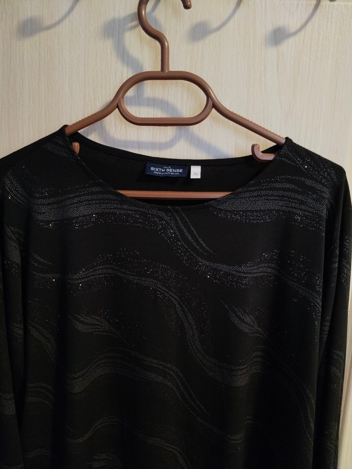 Siyah Uzun Kollu Drapeli Kadın Bluz - Görsel 2