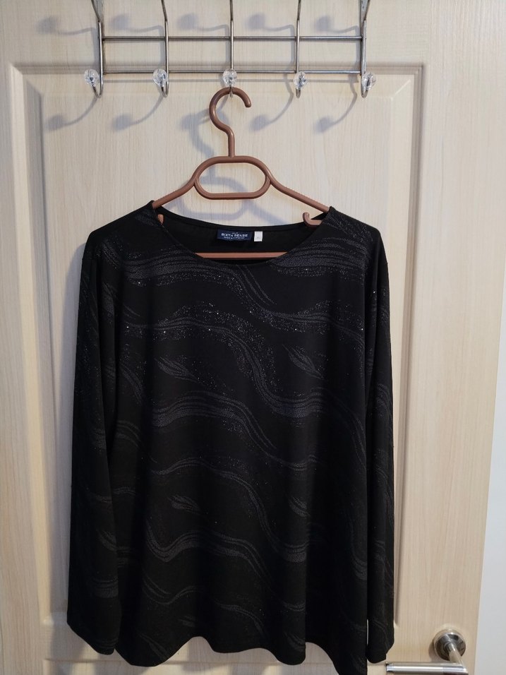 Siyah Uzun Kollu Drapeli Kadın Bluz - Görsel 3