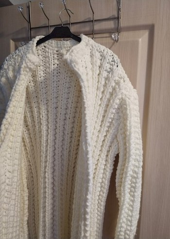 Beyaz Örgü Kadın Hırka - Görsel 5