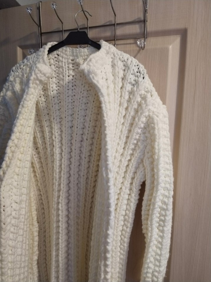 Beyaz Örgü Kadın Hırka - Görsel 5