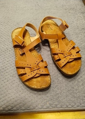 Bej Dolgu Topuklu Kadın Sandalet - Görsel 9