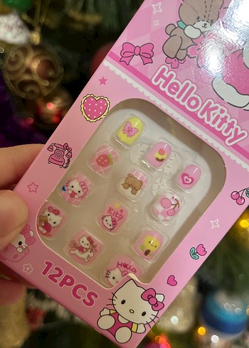 Hello Kitty 12'li Pembe Tırnak Süsleri - Görsel 3