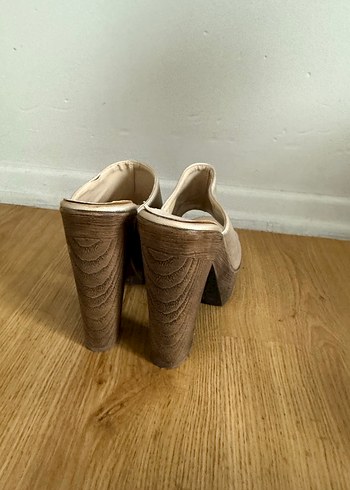 Bej Kadın Platform Topuklu Terlik - Görsel 3