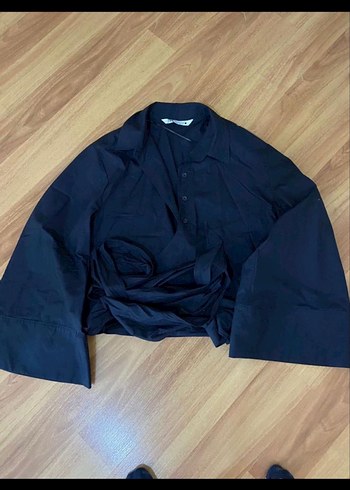 Kadın Lacivert Kemerli Mini Gömlek - Görsel 3