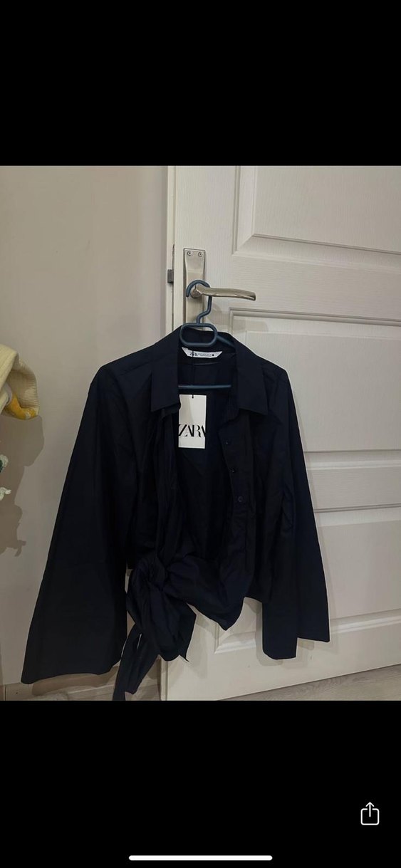 Kadın Lacivert Kemerli Mini Gömlek - Görsel 2