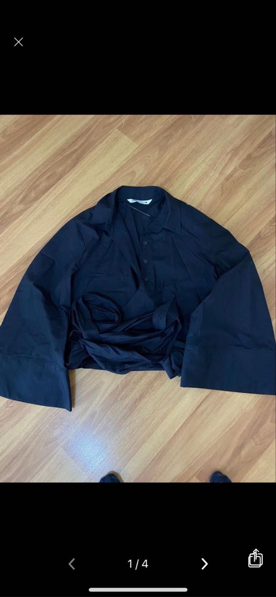 Kadın Lacivert Kemerli Mini Gömlek - Görsel 3