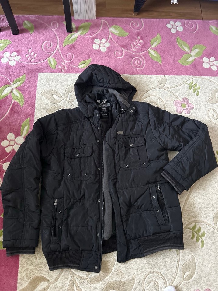 Siyah Kapüşonlu Erkek Midi Mont - Görsel 3