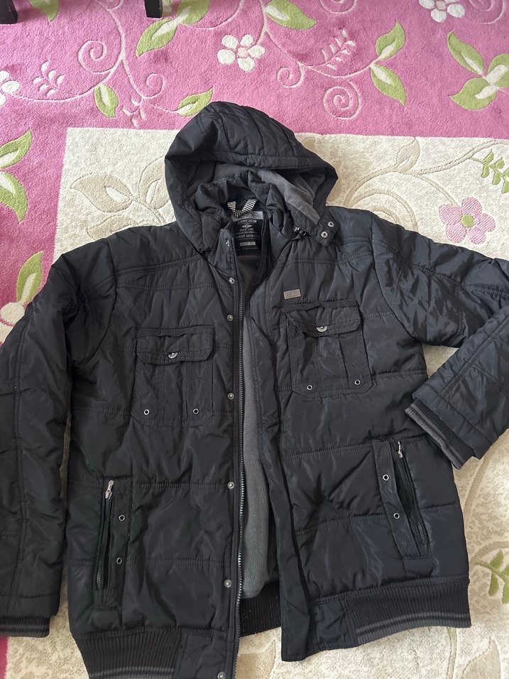 Siyah Kapüşonlu Erkek Midi Mont - Görsel 4