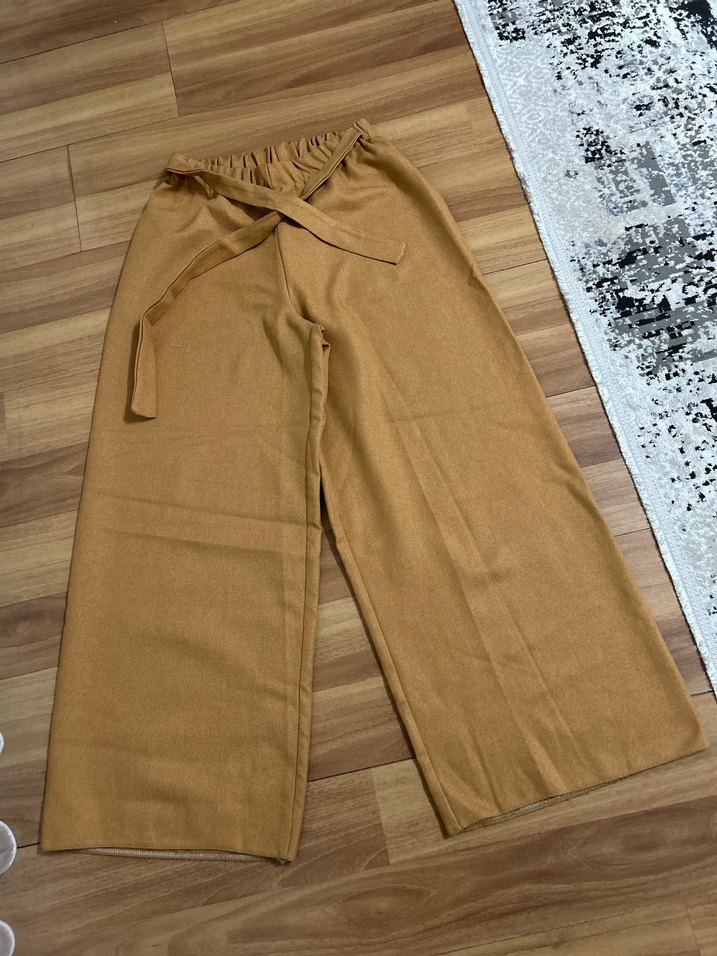 Bej Kadın Midi Kumaş Pantolon - Görsel 2