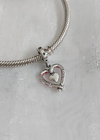 Beden çeşitli Renk Pandora Çift Baston Şeker Kalpli Charm