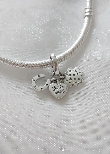 Pandora Dört Yapraklı Yonca,Kalp,Atnalı Şans Charm - Görsel 5