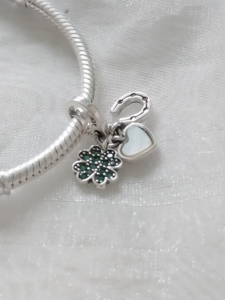 Pandora Dört Yapraklı Yonca,Kalp,Atnalı Şans Charm - Görsel 3