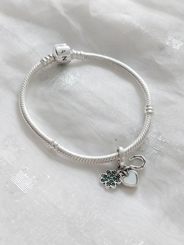 Pandora Dört Yapraklı Yonca,Kalp,Atnalı Şans Charm - Görsel 2