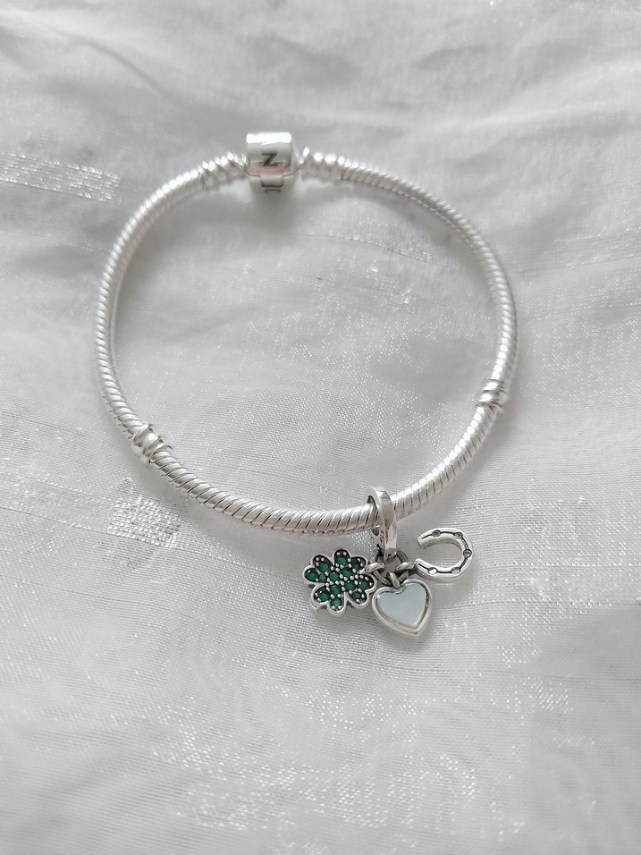 Pandora Dört Yapraklı Yonca,Kalp,Atnalı Şans Charm - Görsel 4