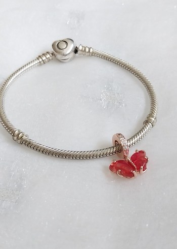 Pandora Pembe ve Sarı Murano Camı Kelebek Sallantılı Charm - Görsel 2