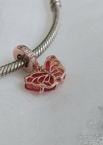 Pandora Pembe ve Sarı Murano Camı Kelebek Sallantılı Charm - Görsel 5