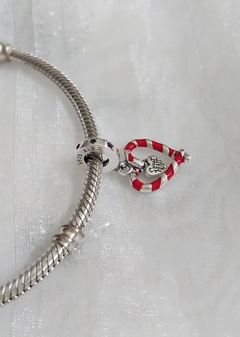 Beden Pandora Çift Baston Şeker Kalpli Charm